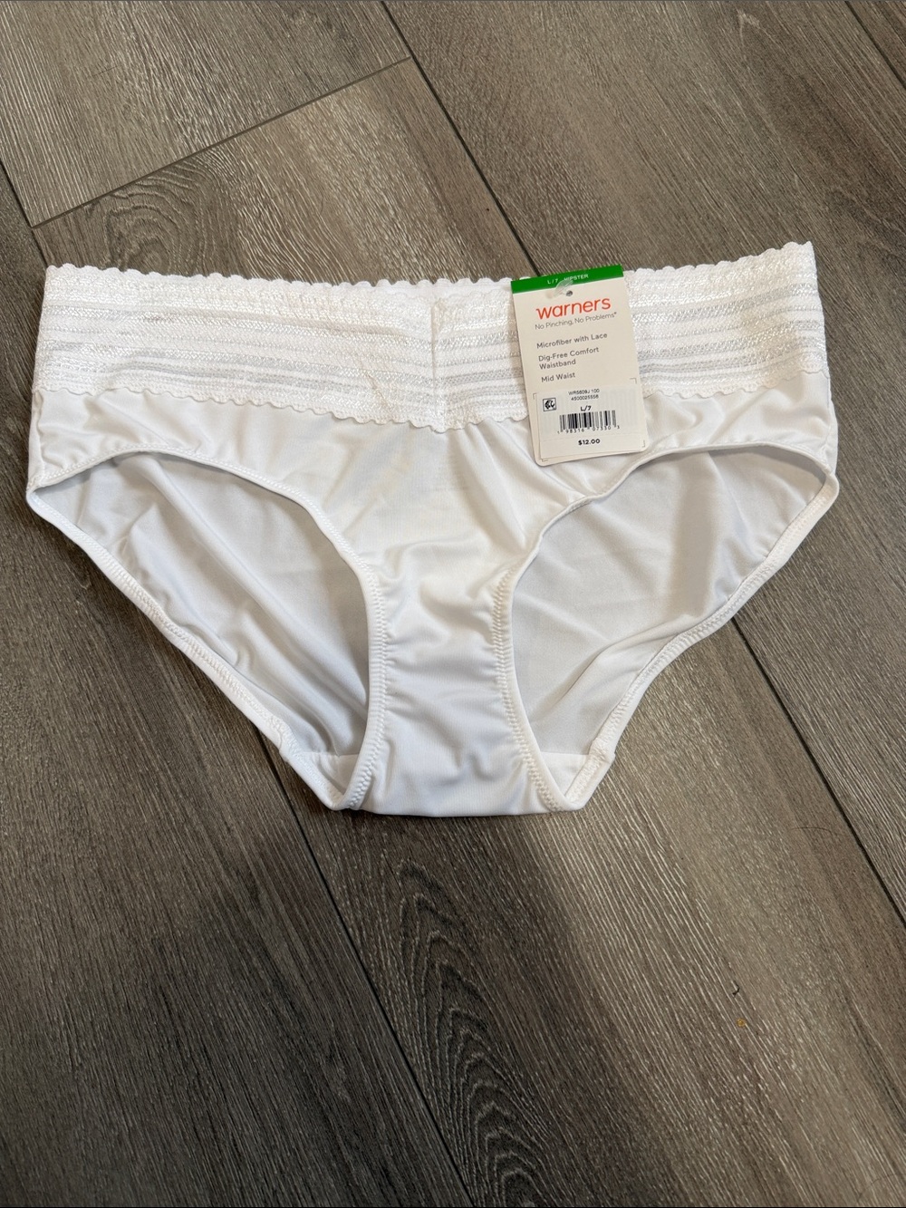 Warner's White Lace Waistband Bikini Panties